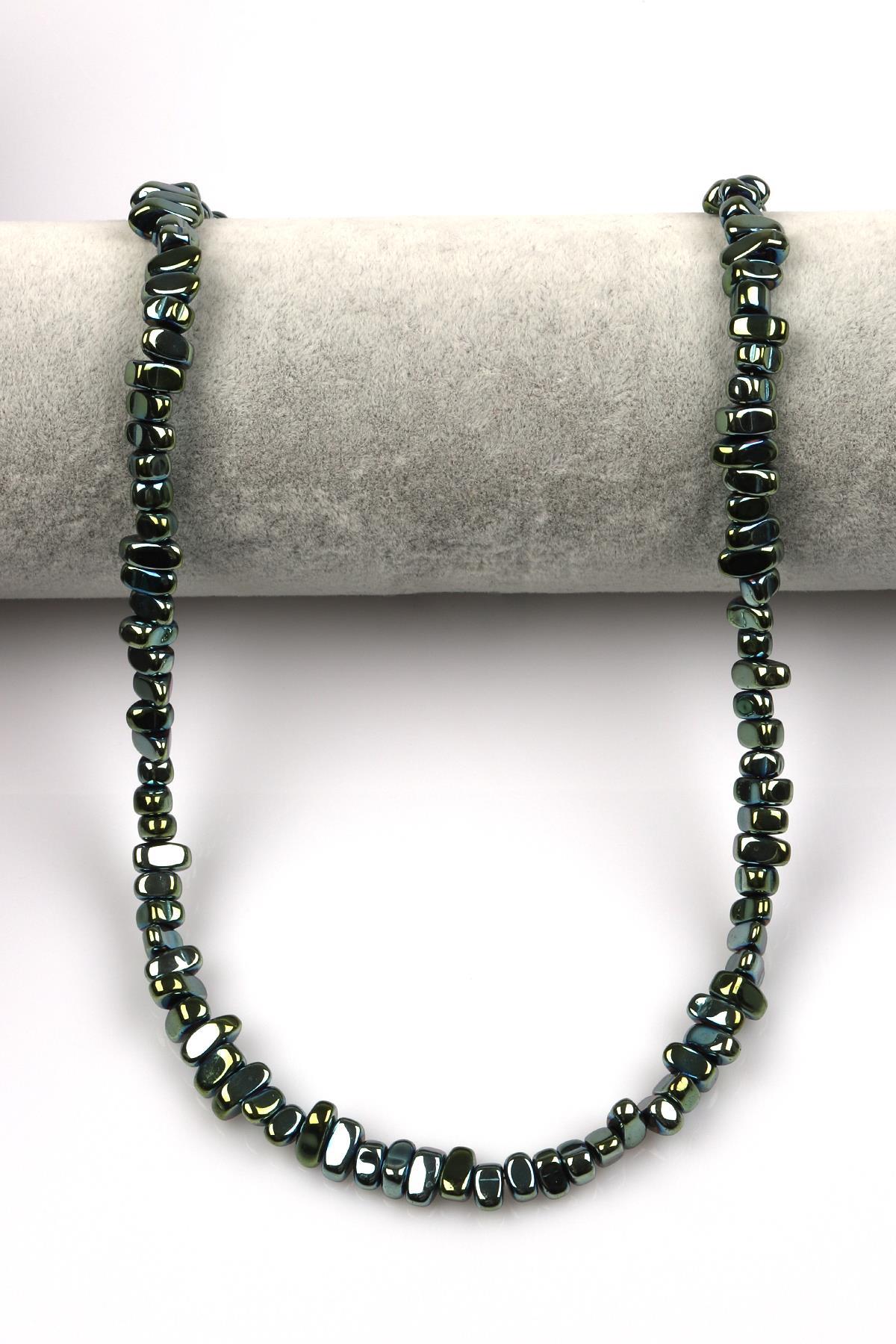 Su Yeşili Renkli Hematit Dizi 4 x 8 mm Kırık Model Kesim