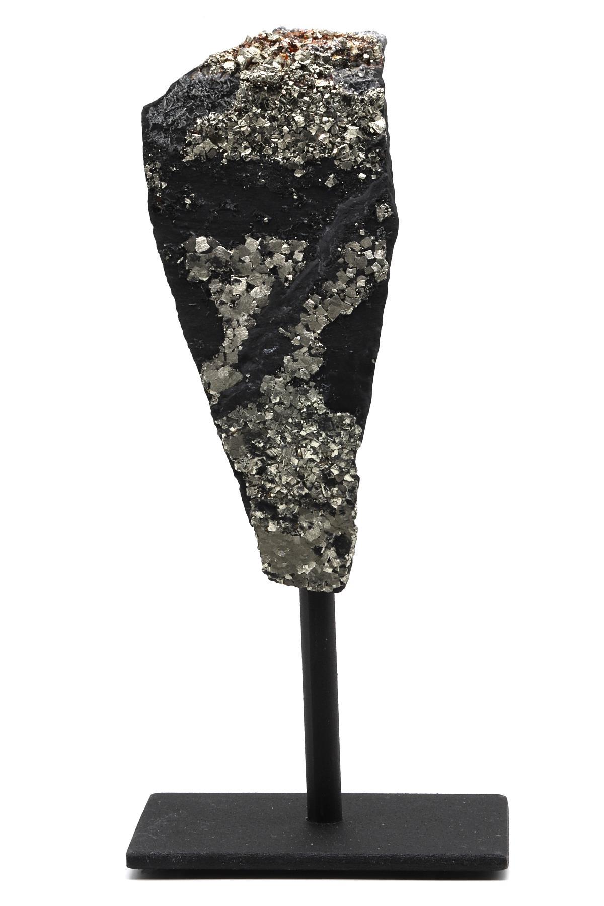 Şungit-Pirit Doğal Taş Standlı Ham Parça