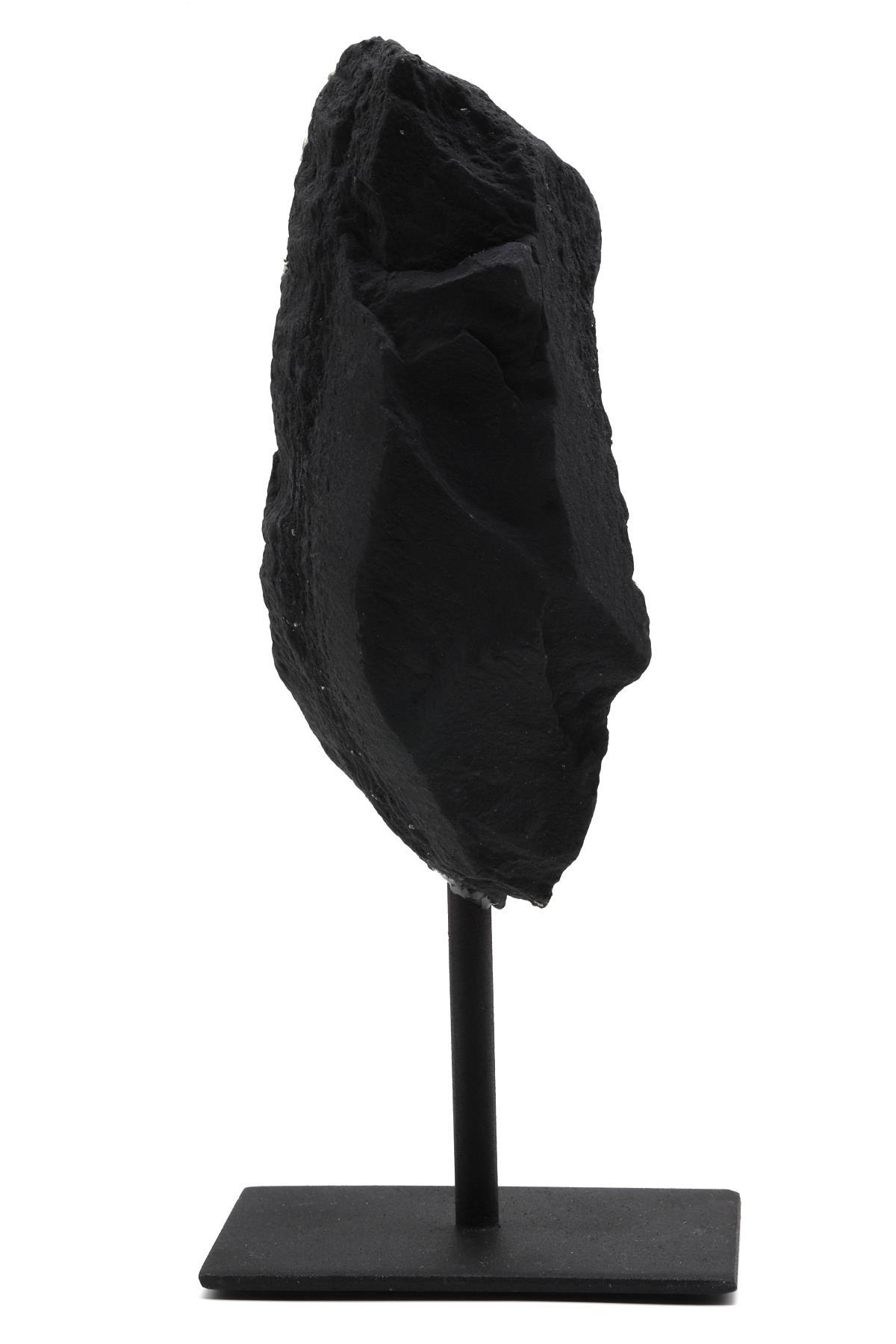 Şungit-Pirit Doğal Taş Standlı Ham Parça