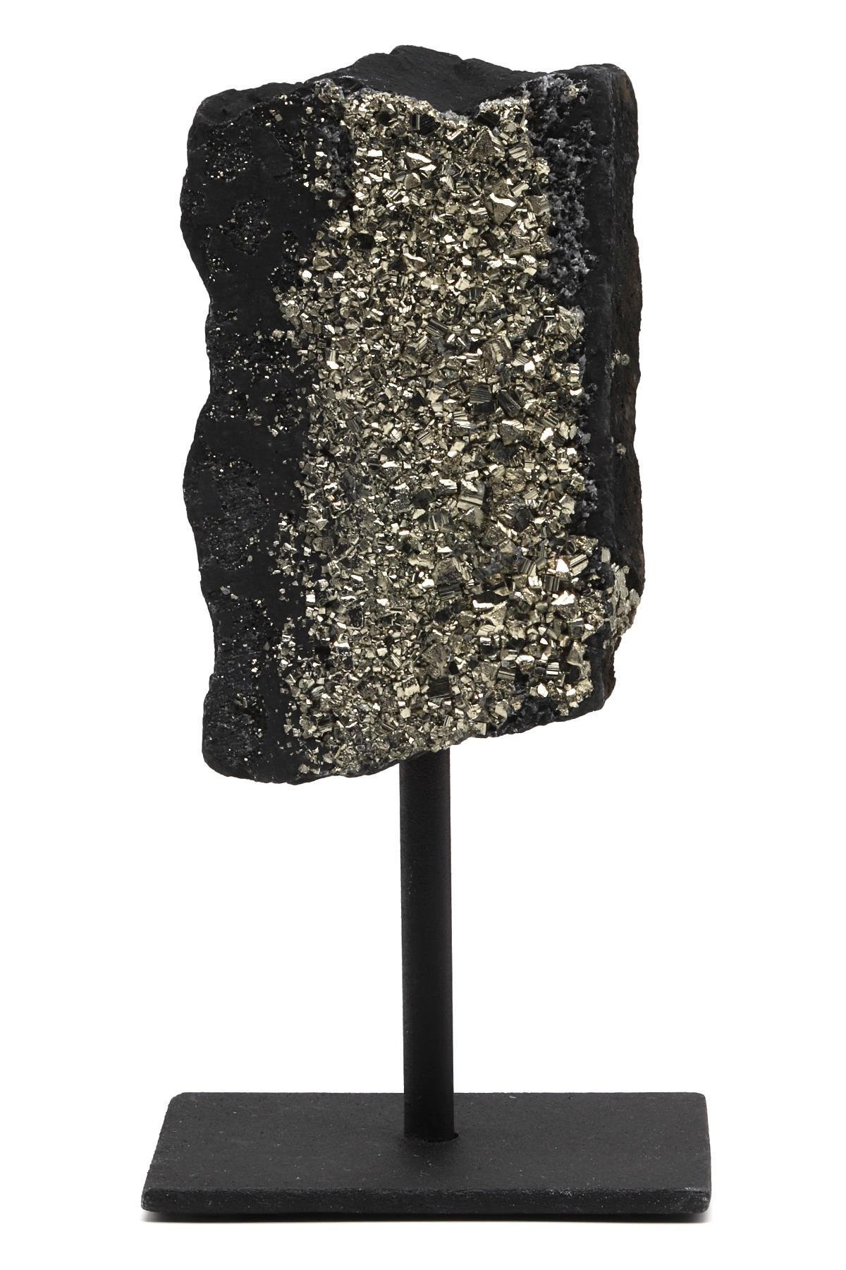 Şungit-Pirit Doğal Taş Standlı Ham Parça