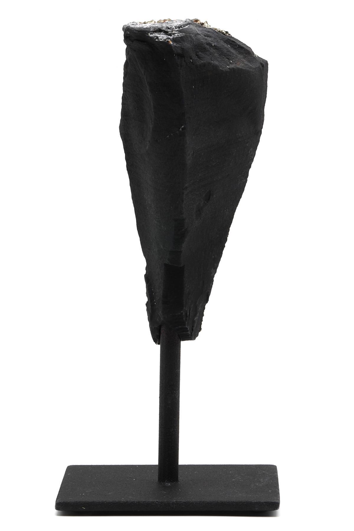 Şungit-Pirit Doğal Taş Standlı Ham Parça