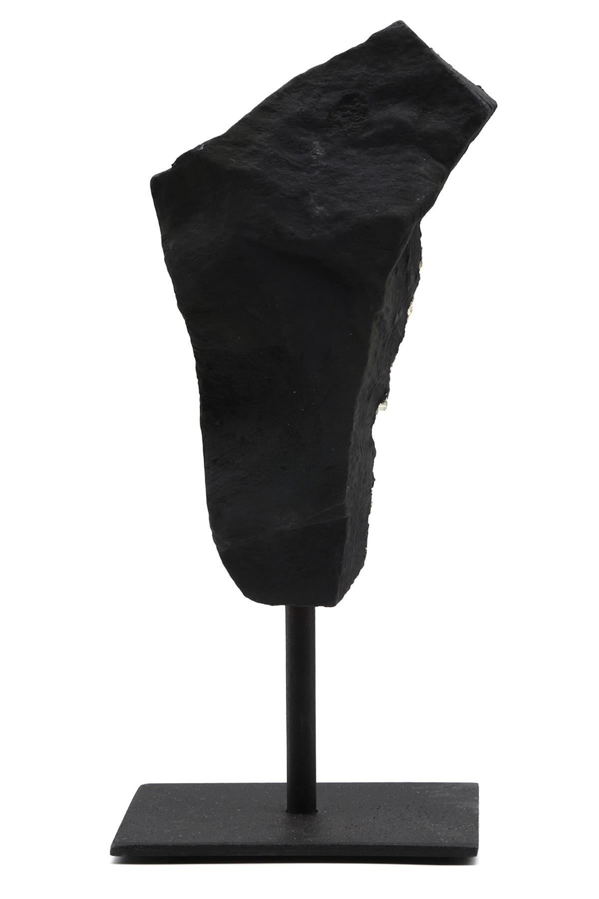 Şungit-Pirit Doğal Taş Standlı Ham Parça