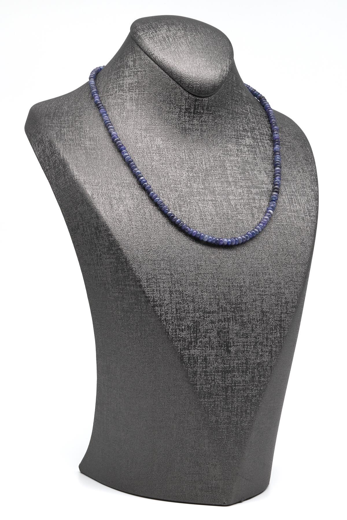 Tanzanit Doğal Taş 925 Ayar Gümüş Rondel Kesim Kolye