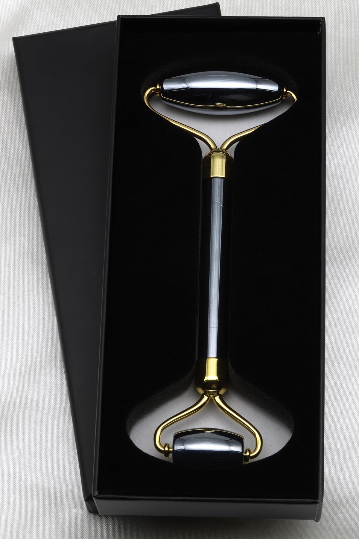 Terahertz Doğal Taş Masaj Taşı Gold Renkli - Face Roller