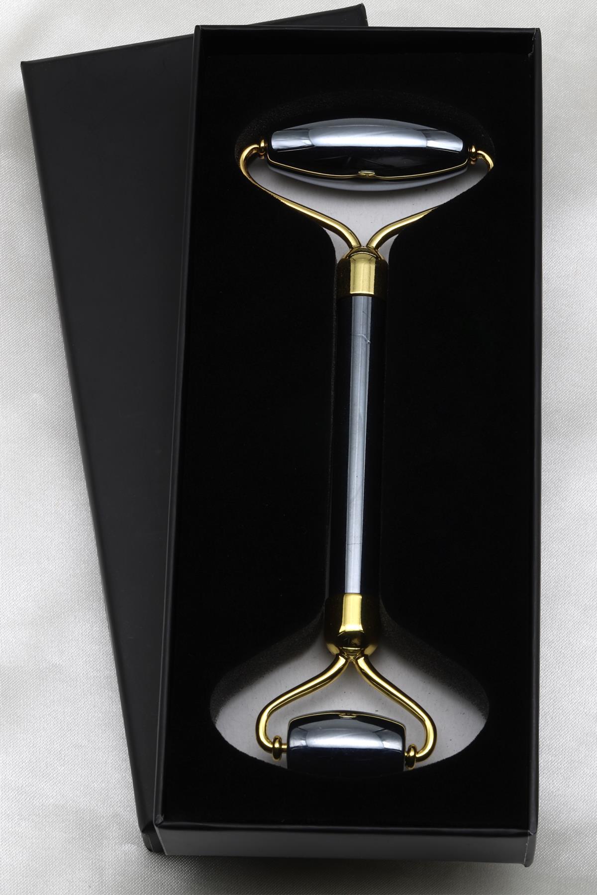 Terahertz Doğal Taş Masaj Taşı Gold Renkli - Face Roller