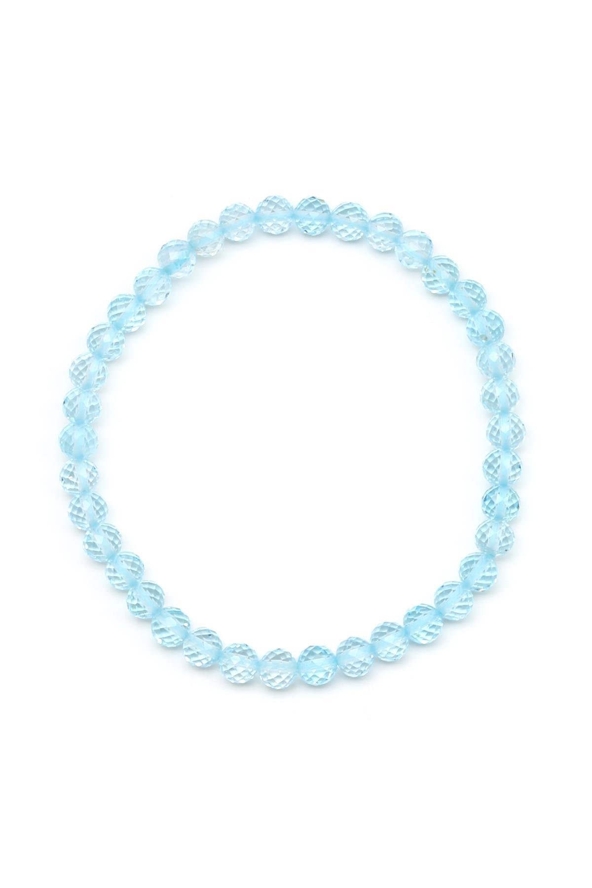 Topaz Doğal Taş Bileklik 5 mm Fasetli Küre Kesim