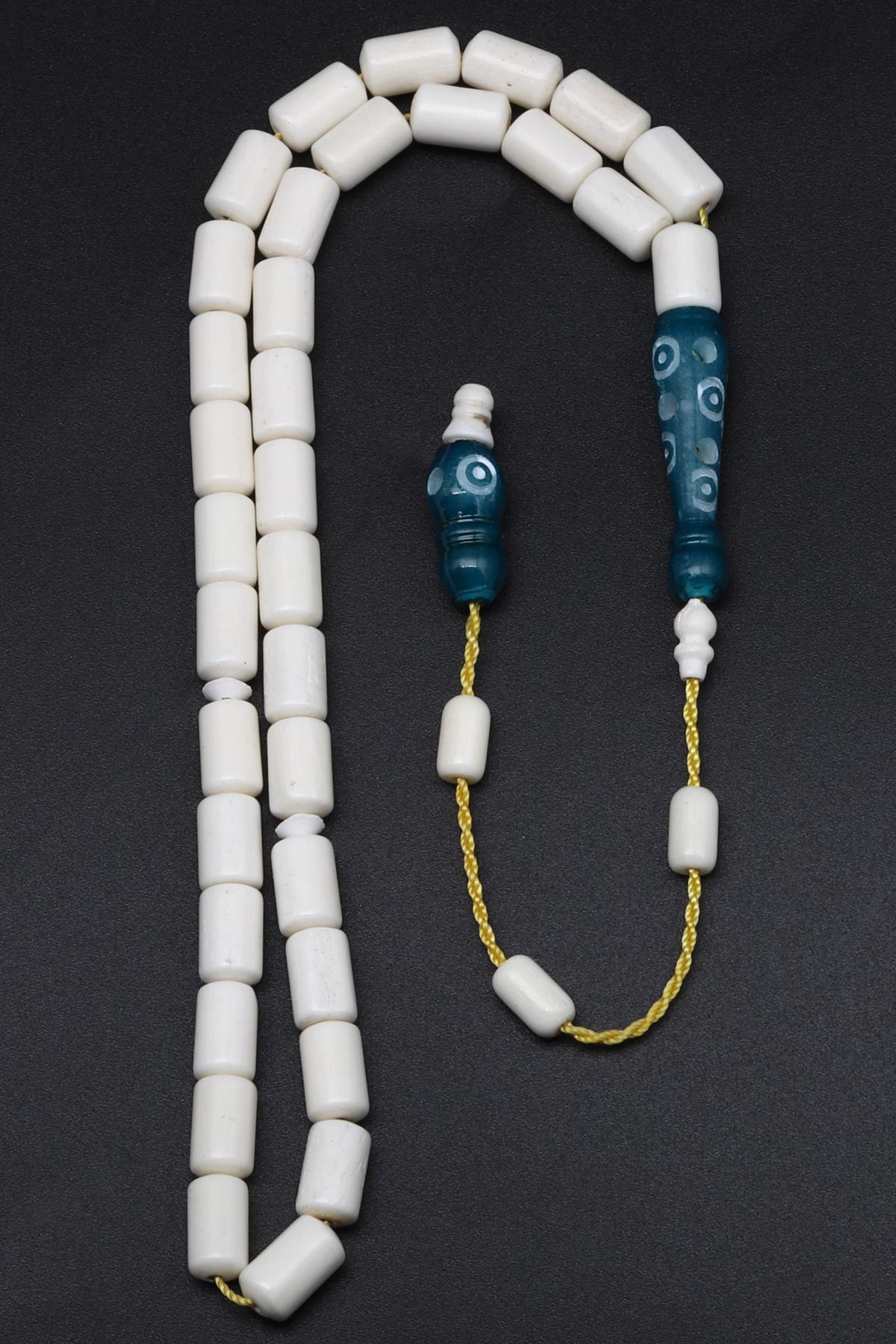 Turkuaz İmameli Kemik Tesbih 6 x 9 mm Silindir Kesim