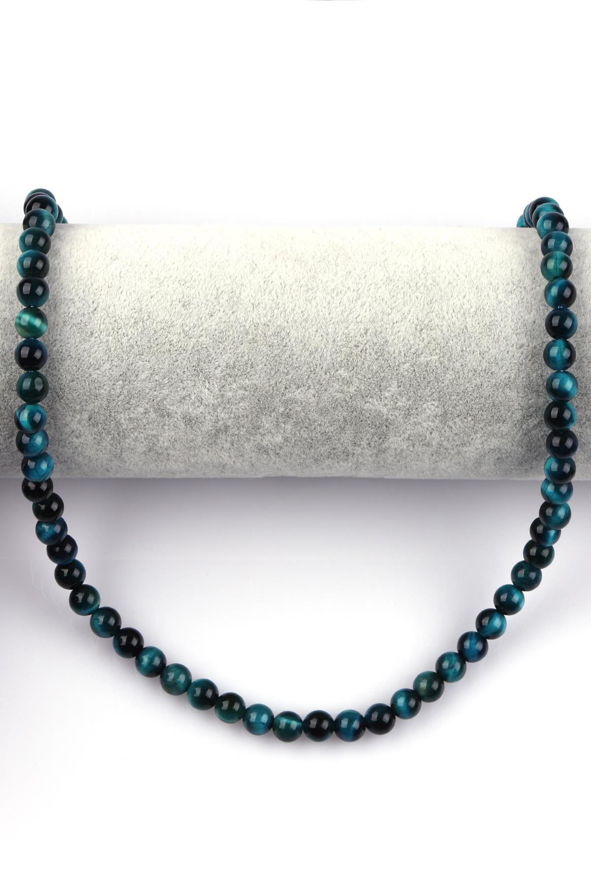 Turkuaz Kaplan Gözü Doğal Taş Dizi 6 mm Küre Kesim