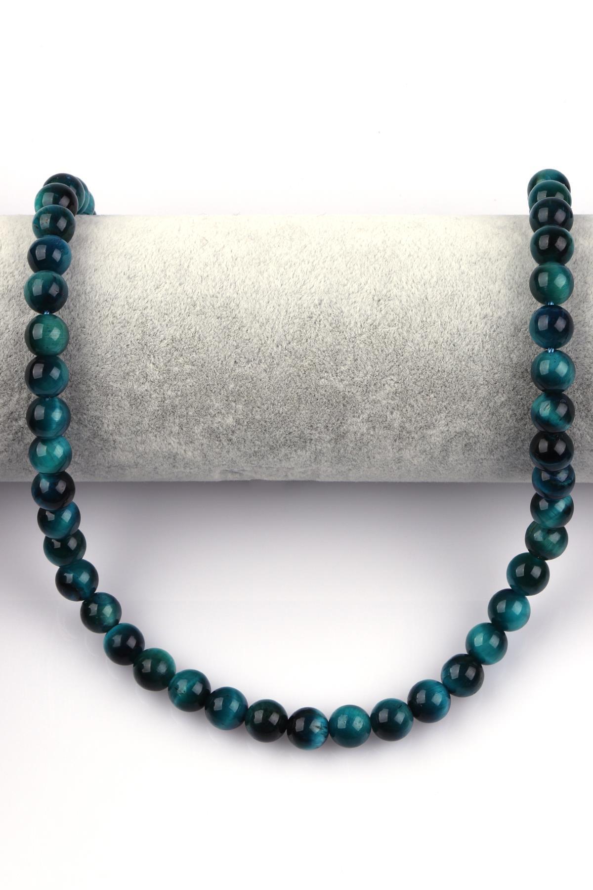 Turkuaz Kaplan Gözü Doğal Taş Dizi 8 mm Küre Kesim