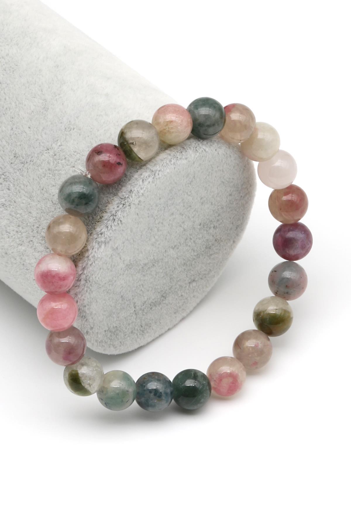 Turmalin Doğal Taş Bileklik 8 mm Küre Kesim