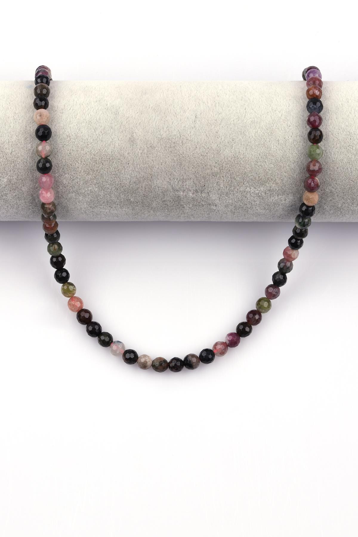 Turmalin Doğal Taş Dizi 6 mm Fasetli Küre Kesim