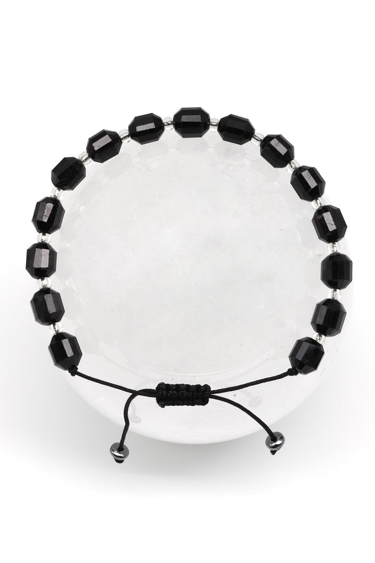 Turmalin Doğal Taş Makrome Örme Bileklik Hexagonel Kesim