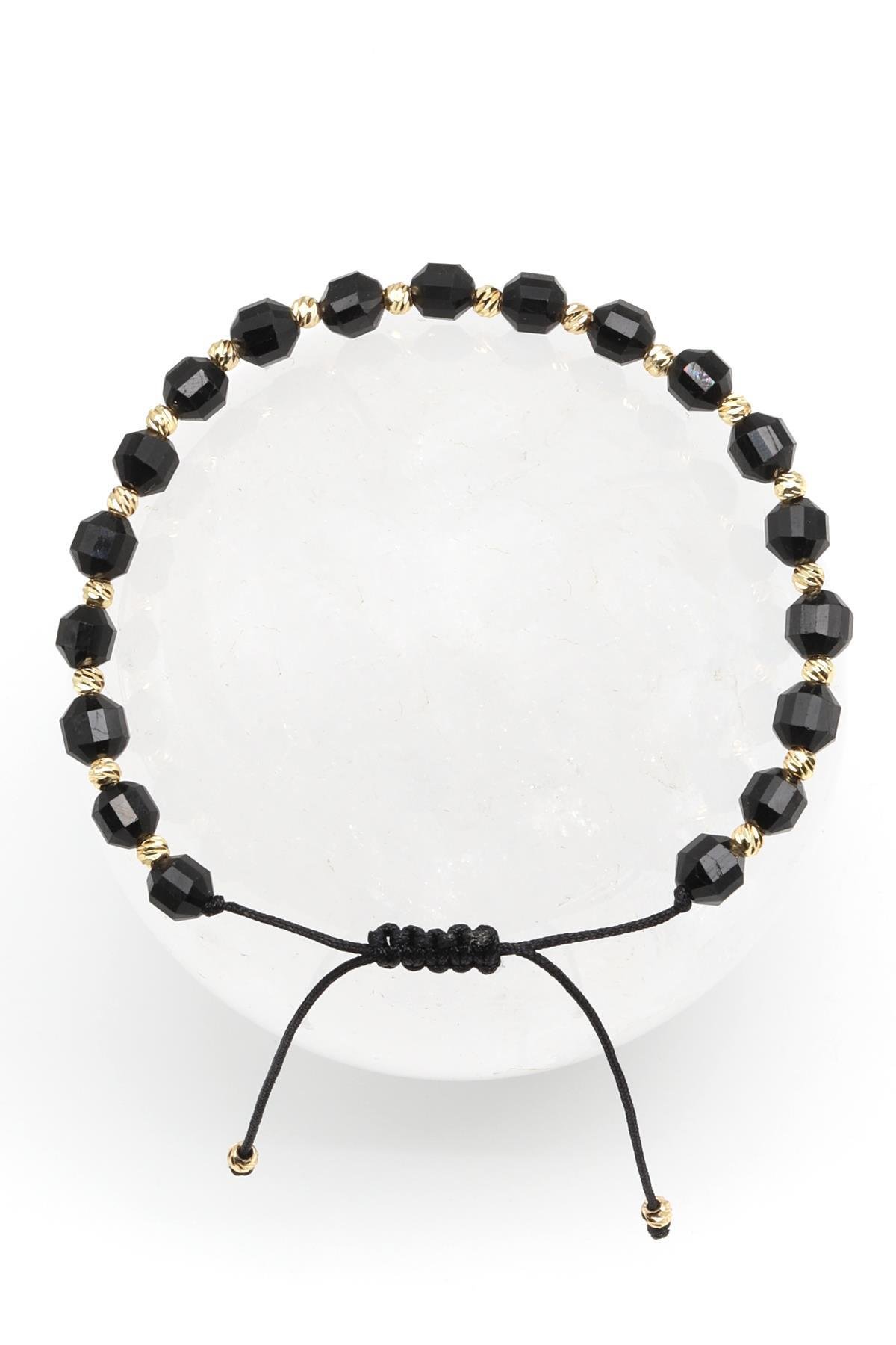 Turmalin Doğal Taş Makrome Örme Bileklik Hexagonel Kesim