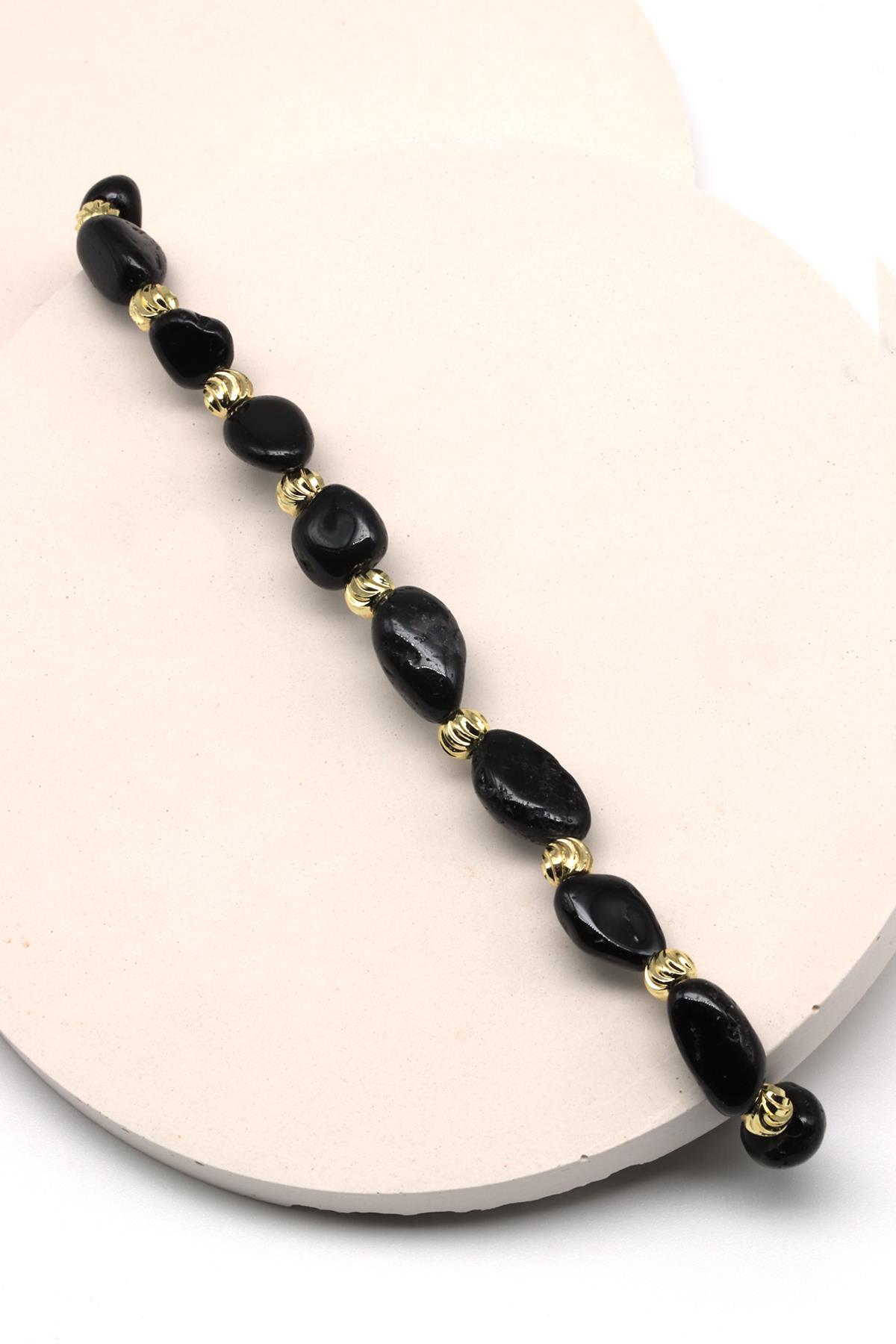 Turmalin Doğal Taş Makrome Örme Bileklik Mercimek Kesim