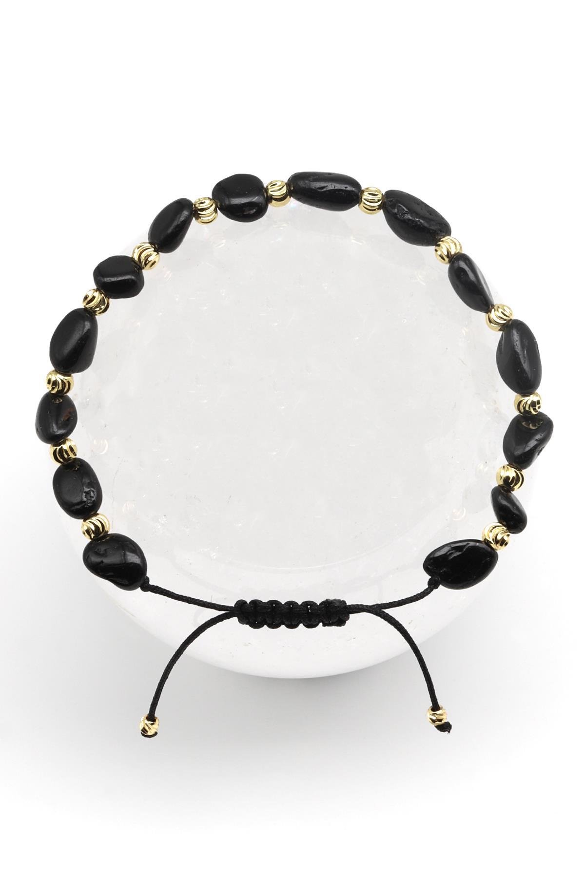 Turmalin Doğal Taş Makrome Örme Bileklik Mercimek Kesim