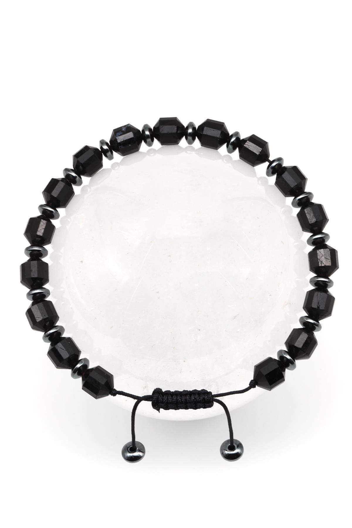 Turmalin Doğal Taş Makrome Örme Bileklik Hexagonal Kesim