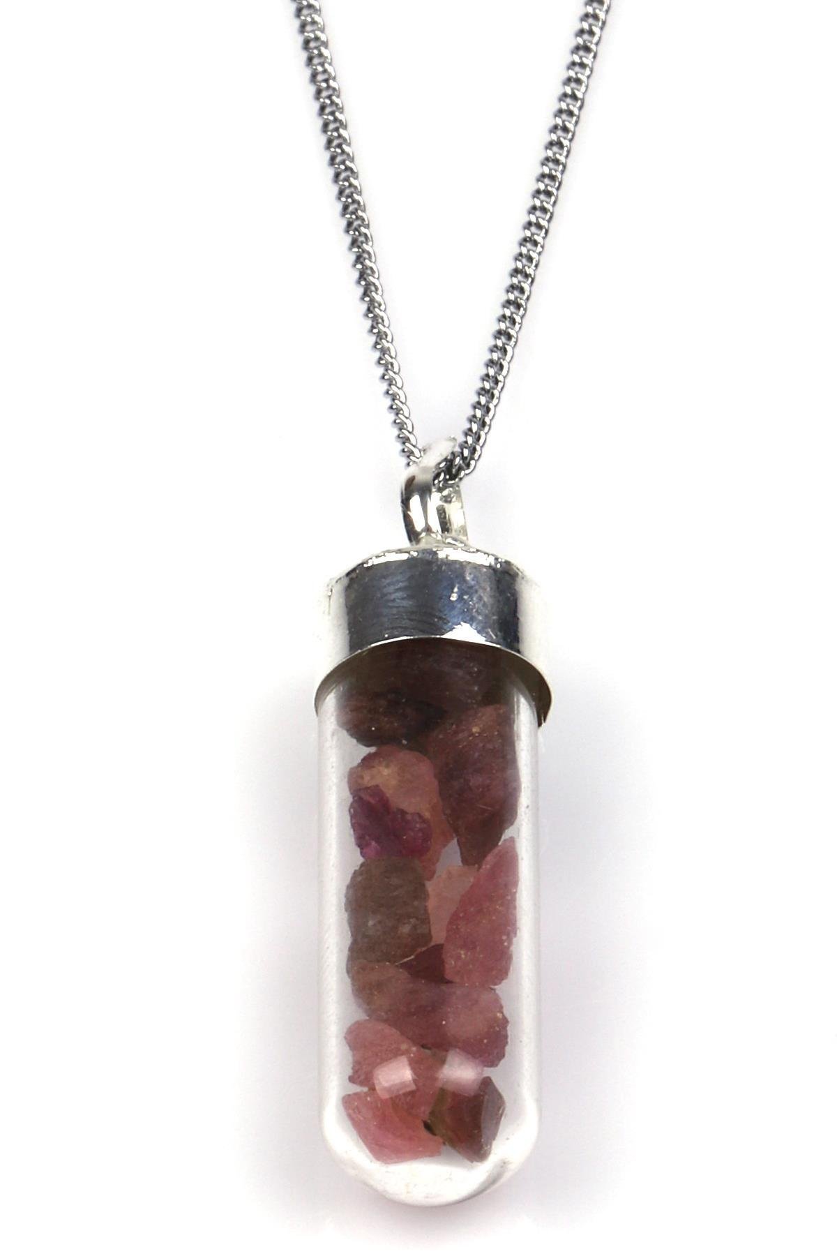 Turmalin Doğal Taş Tüp Şişe Kolye