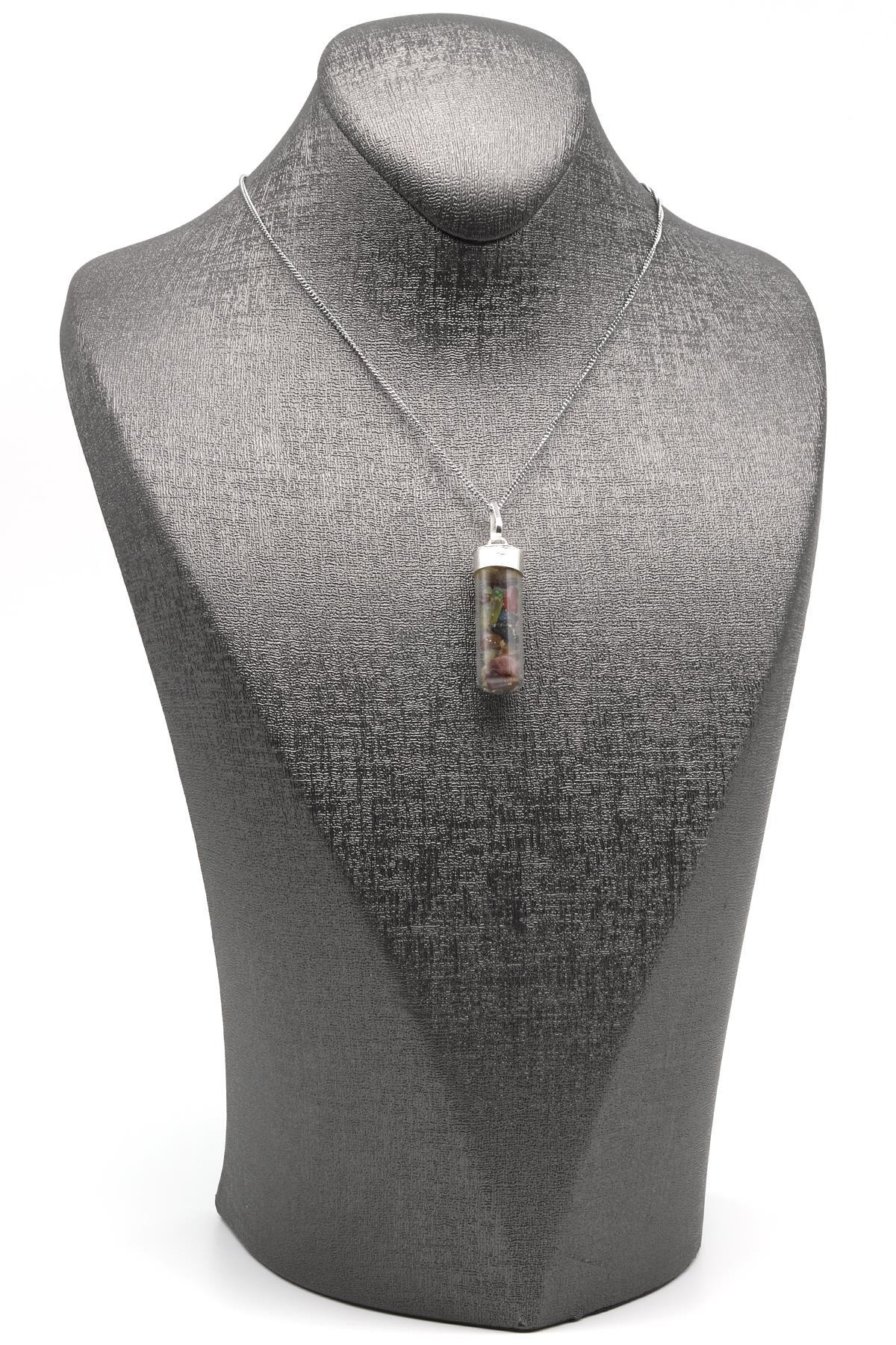 Turmalin Doğal Taş Tüp Şişe Kolye