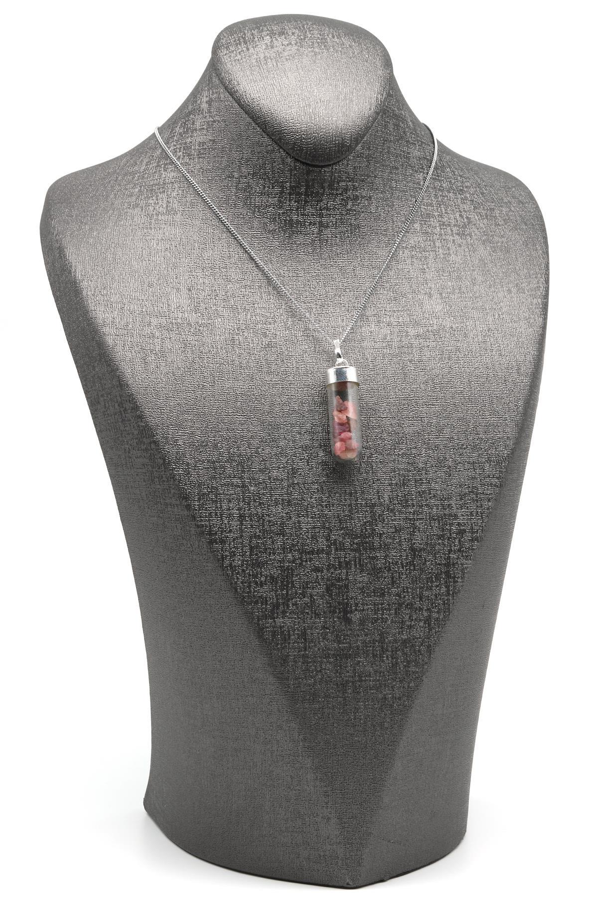 Turmalin Doğal Taş Tüp Şişe Kolye