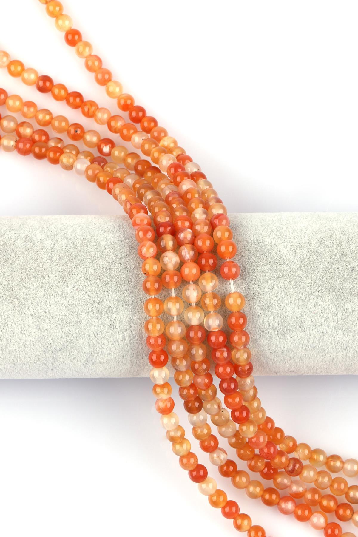 Turuncu Akik Doğal Taş Dizi 6 mm Küre Kesim