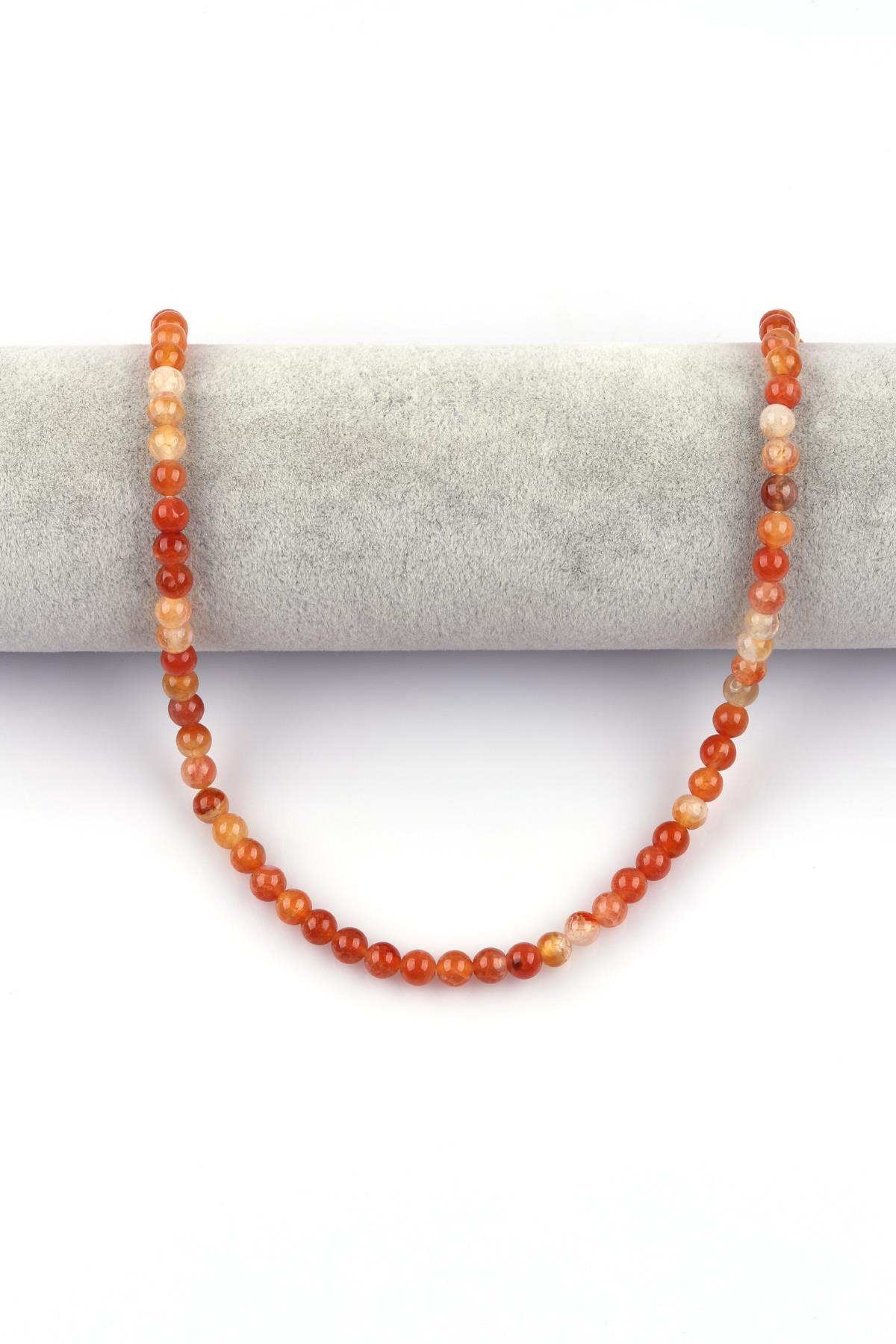 Turuncu Akik Doğal Taş Dizi 6 mm Küre Kesim