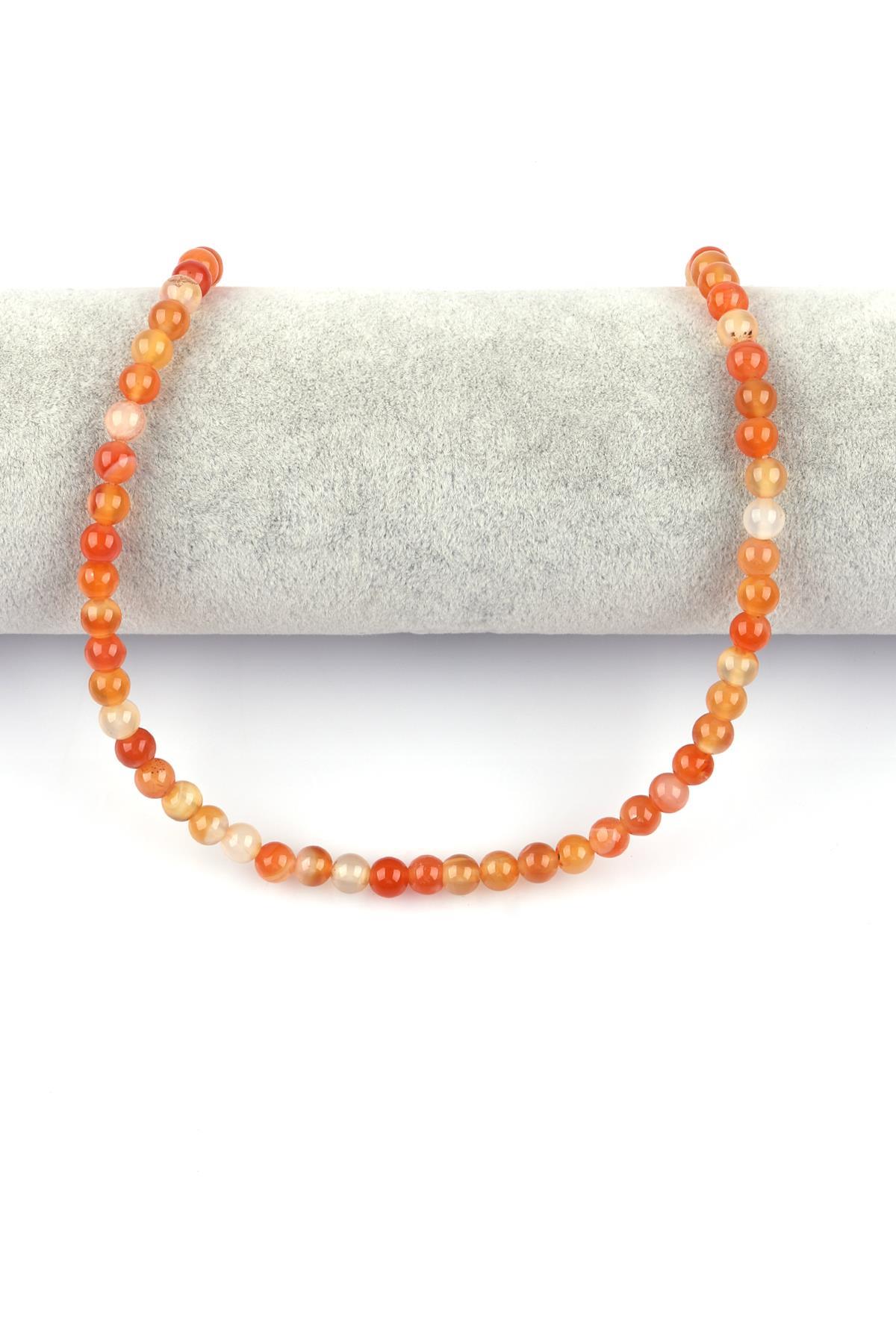 Turuncu Akik Doğal Taş Dizi 6 mm Küre Kesim