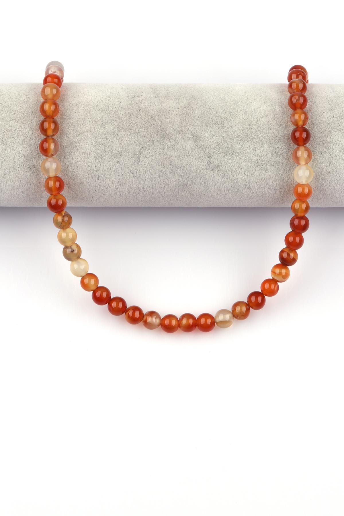 Turuncu Akik Doğal Taş Dizi 8 mm Küre Kesim