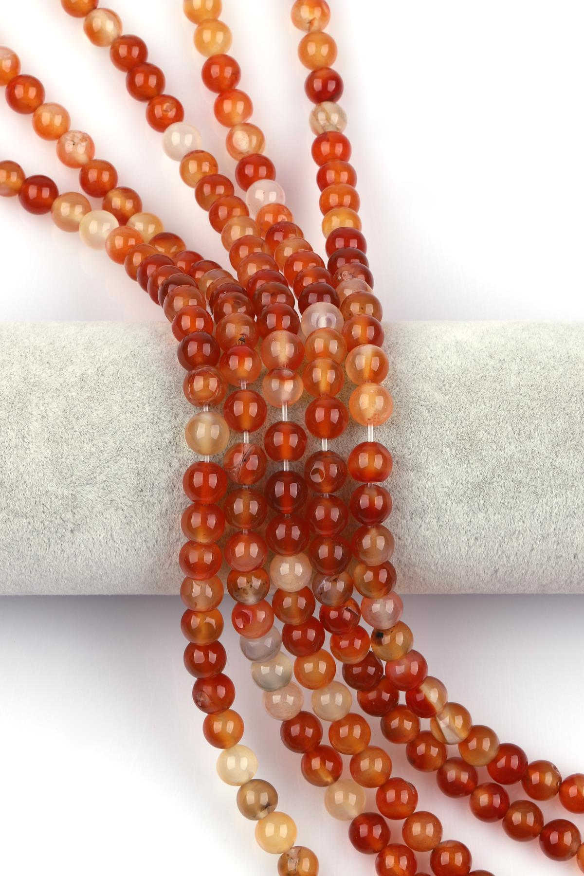 Turuncu Akik Doğal Taş Dizi 8 mm Küre Kesim