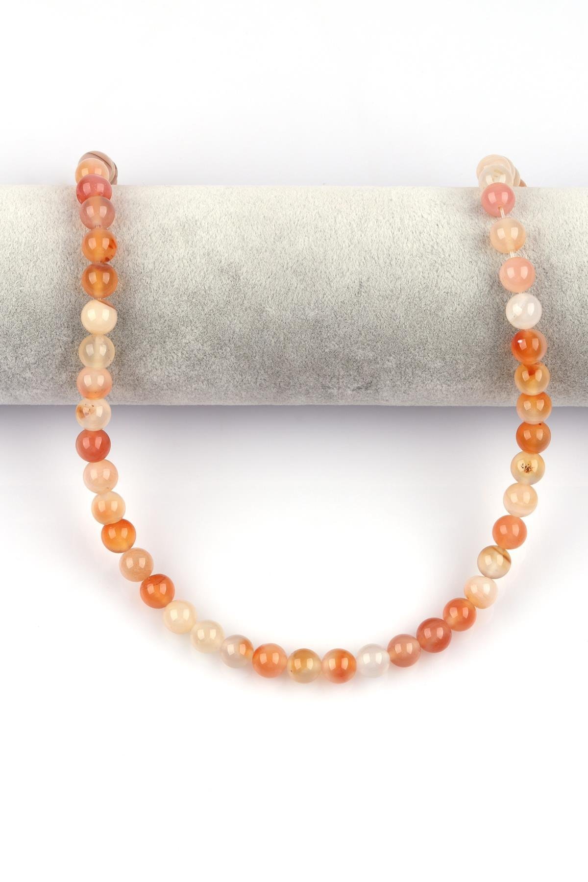 Turuncu Akik Doğal Taş Dizi 8 mm Küre Kesim