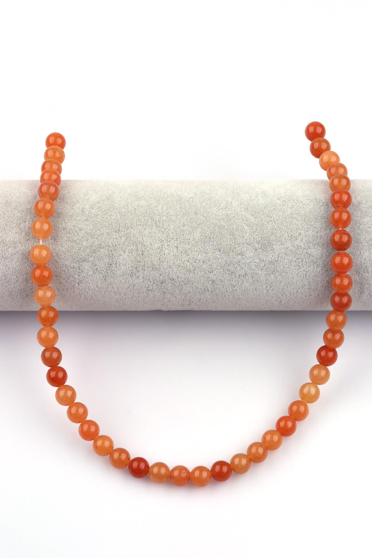 Turuncu Aventurin Doğal Taş Dizi 8 mm Küre Kesim