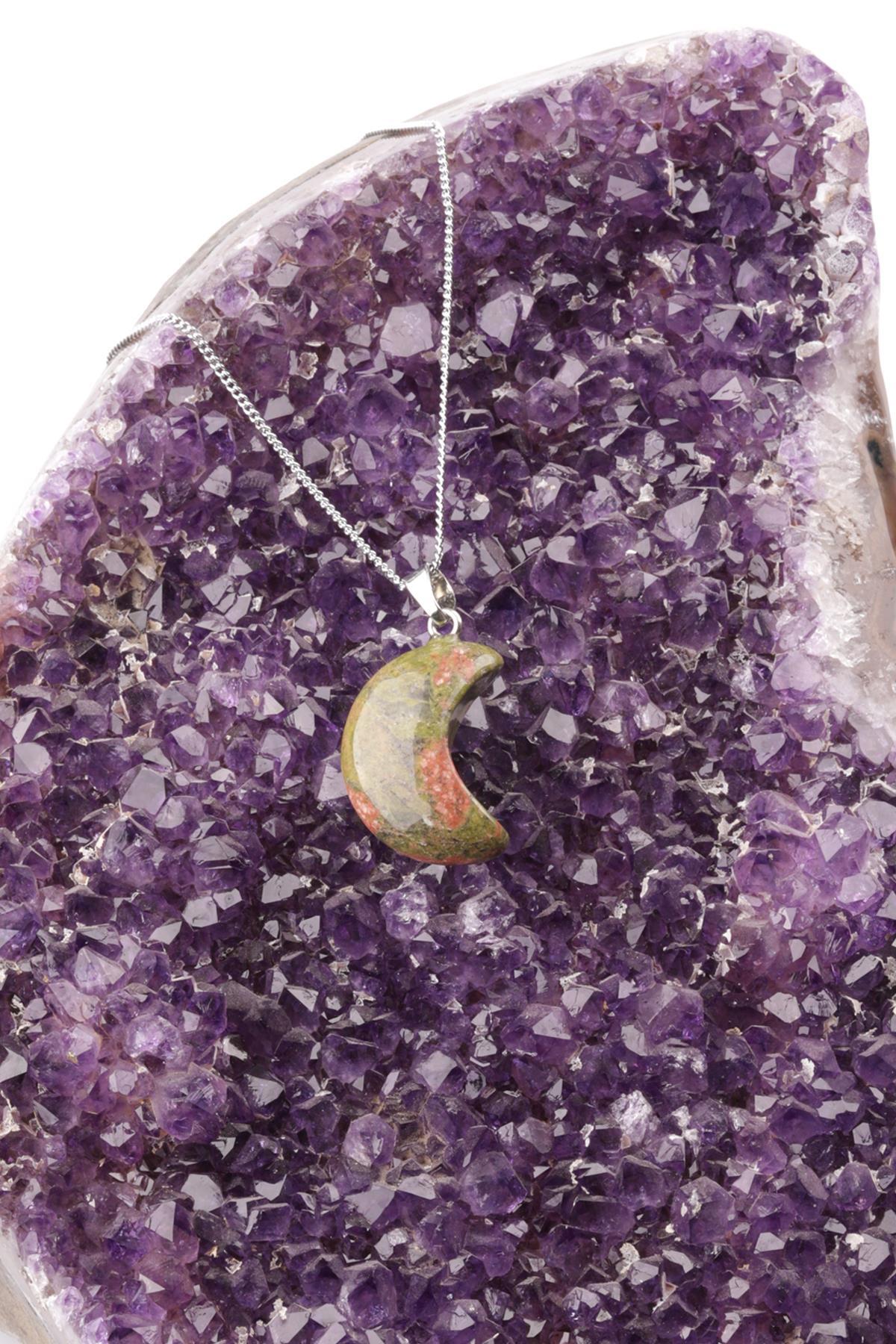 Unakit Doğal Taş Ay Model Kolye