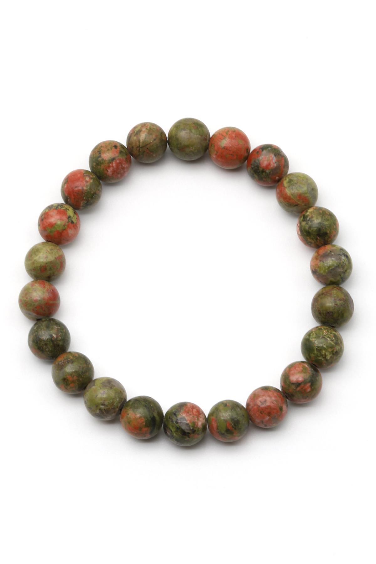 Unakit Doğal Taş Bileklik 8 mm Küre Kesim