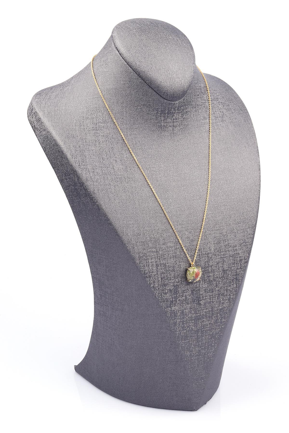 Unakit Doğal Taş Gold Renkli Kolye