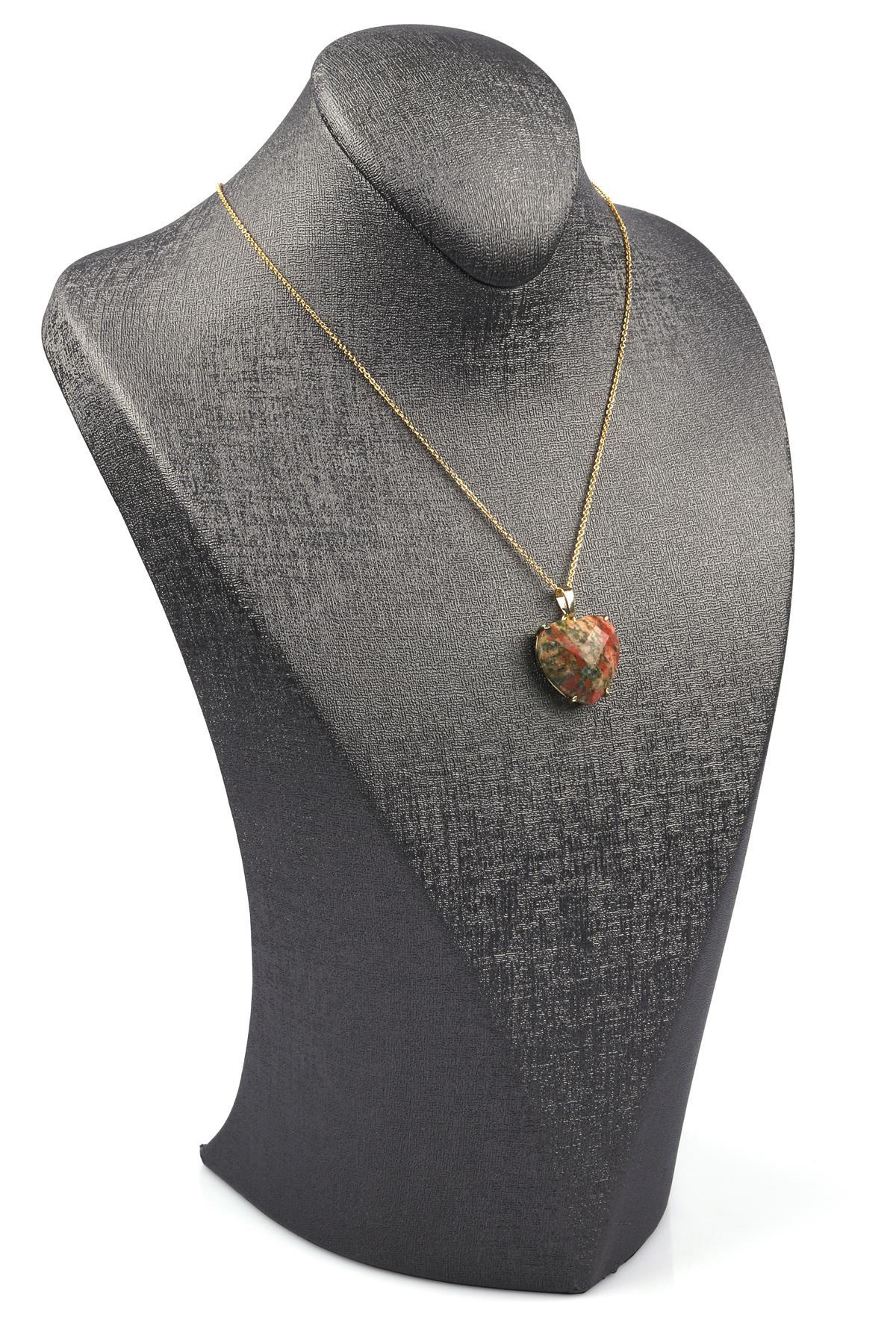 Unakit Doğal Taş Gold Renkli Kolye