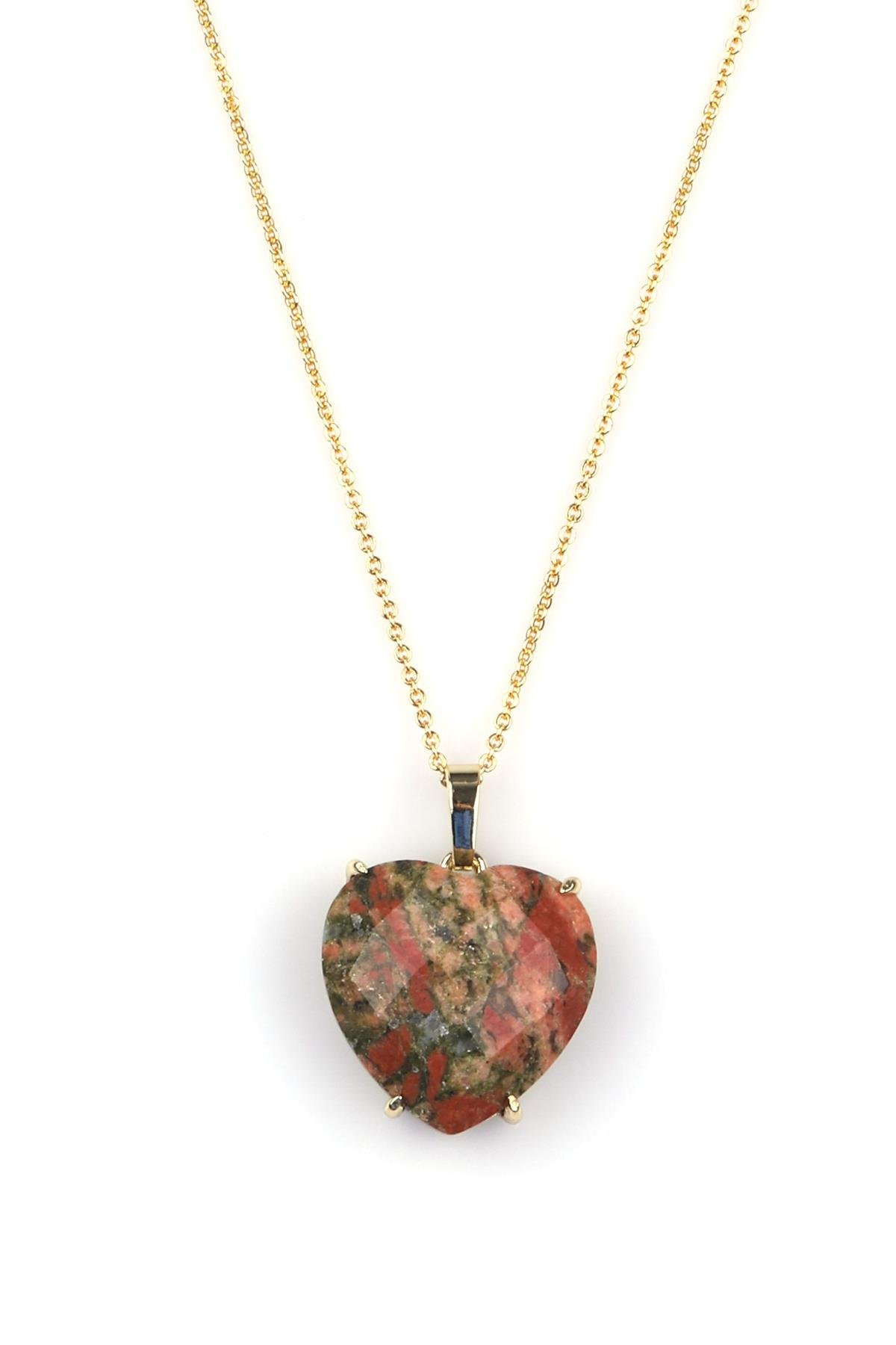 Unakit Doğal Taş Gold Renkli Kolye