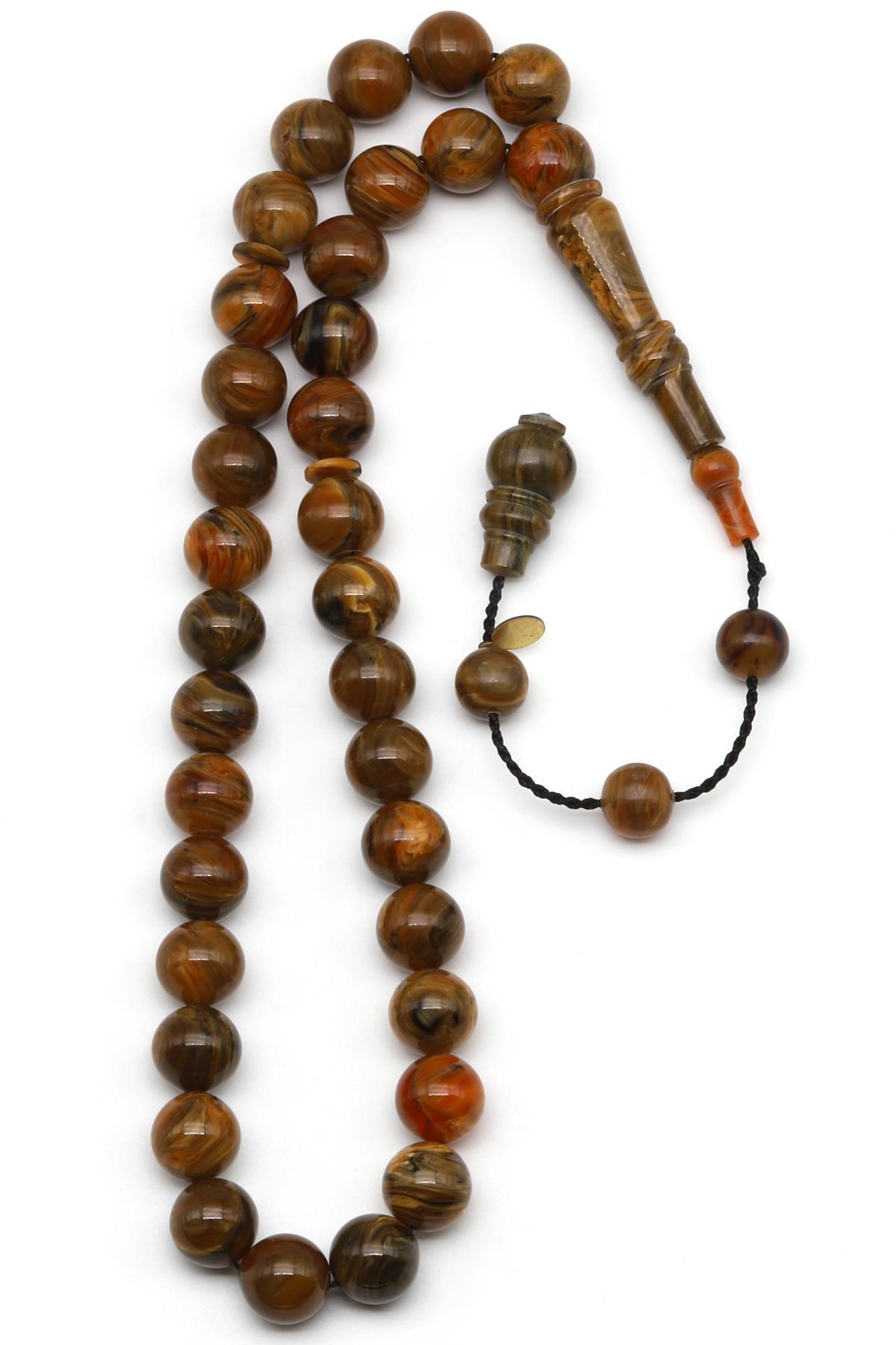 Usta İşçilikli Açık Kahve Sıkma Tesbih 10 mm Küre Kesim