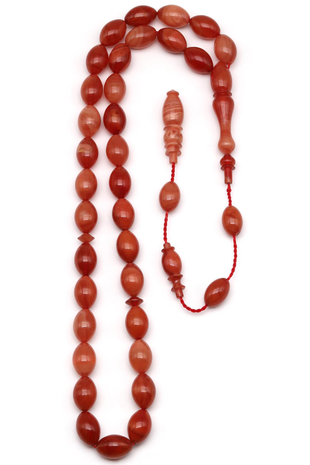 Usta İşçilikli Bordo Sıkma Tesbih 9 x 13 mm Arpa Kesim