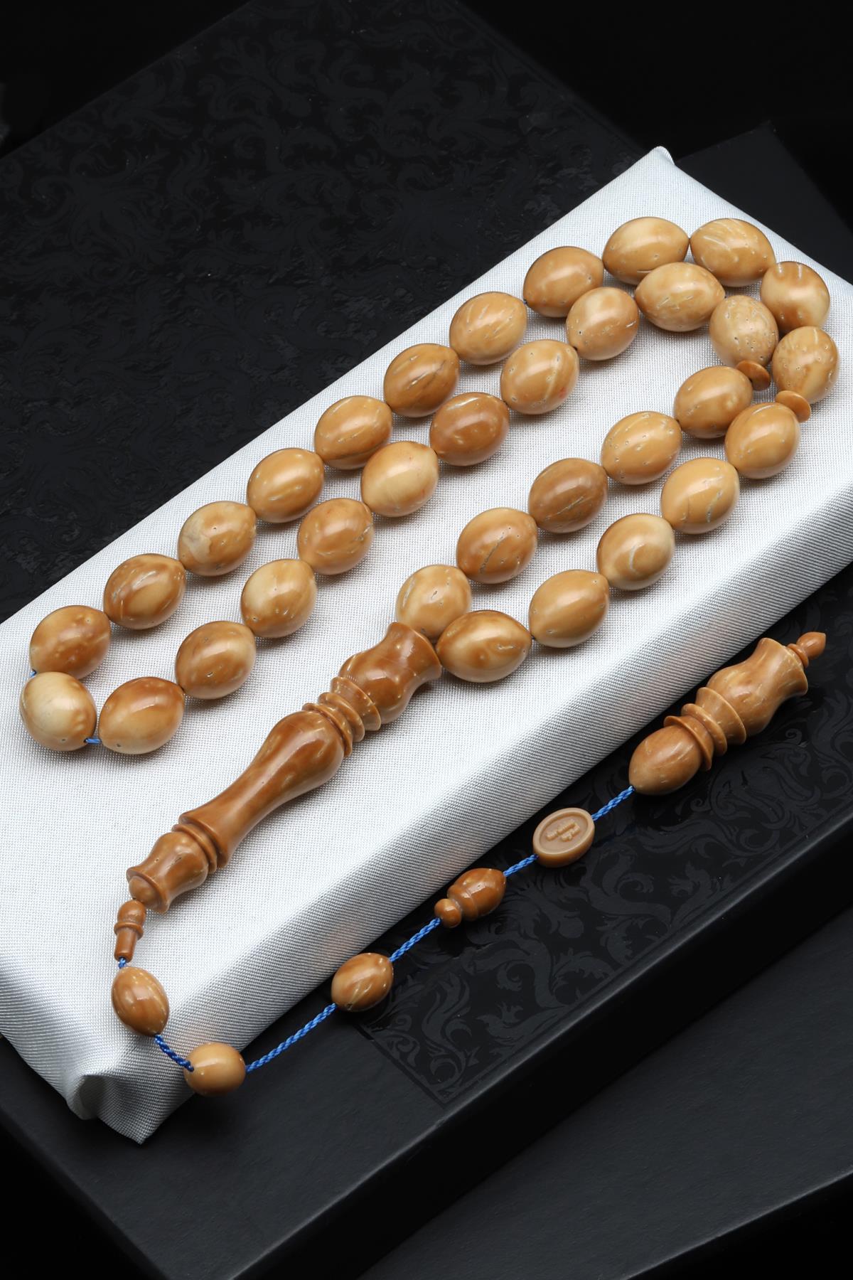 Usta İşçilikli Kuka Ağacı Tesbih 10 x 14 mm Arpa Kesim