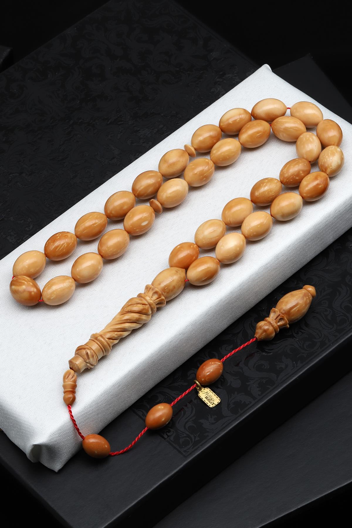 Usta İşçilikli Kuka Ağacı Tesbih 9 x 13 mm Arpa Kesim