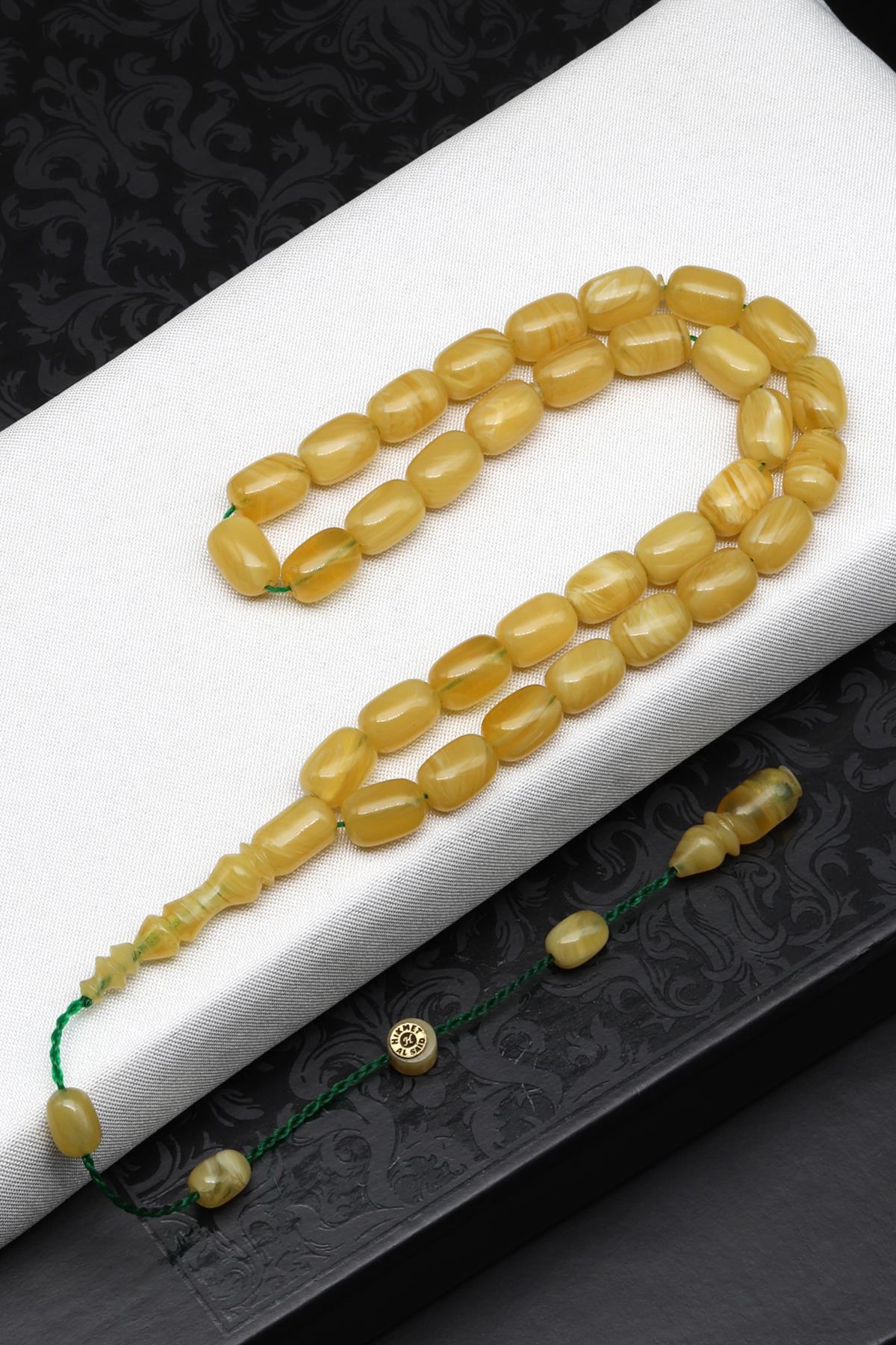 Usta İşçilikli Sarı Sıkma Tesbih 6 x 9 mm Kapsül Kesim