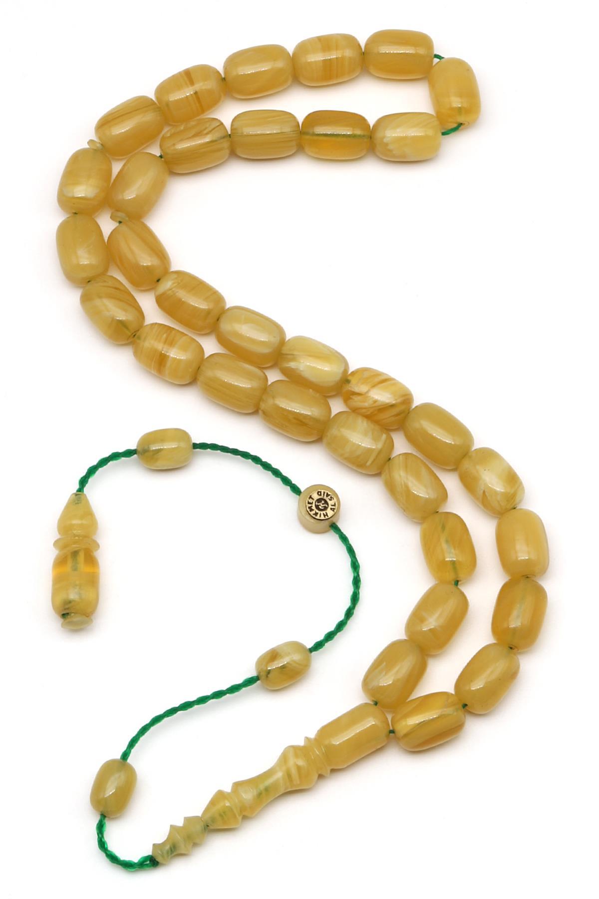 Usta İşçilikli Sarı Sıkma Tesbih 6 x 9 mm Kapsül Kesim