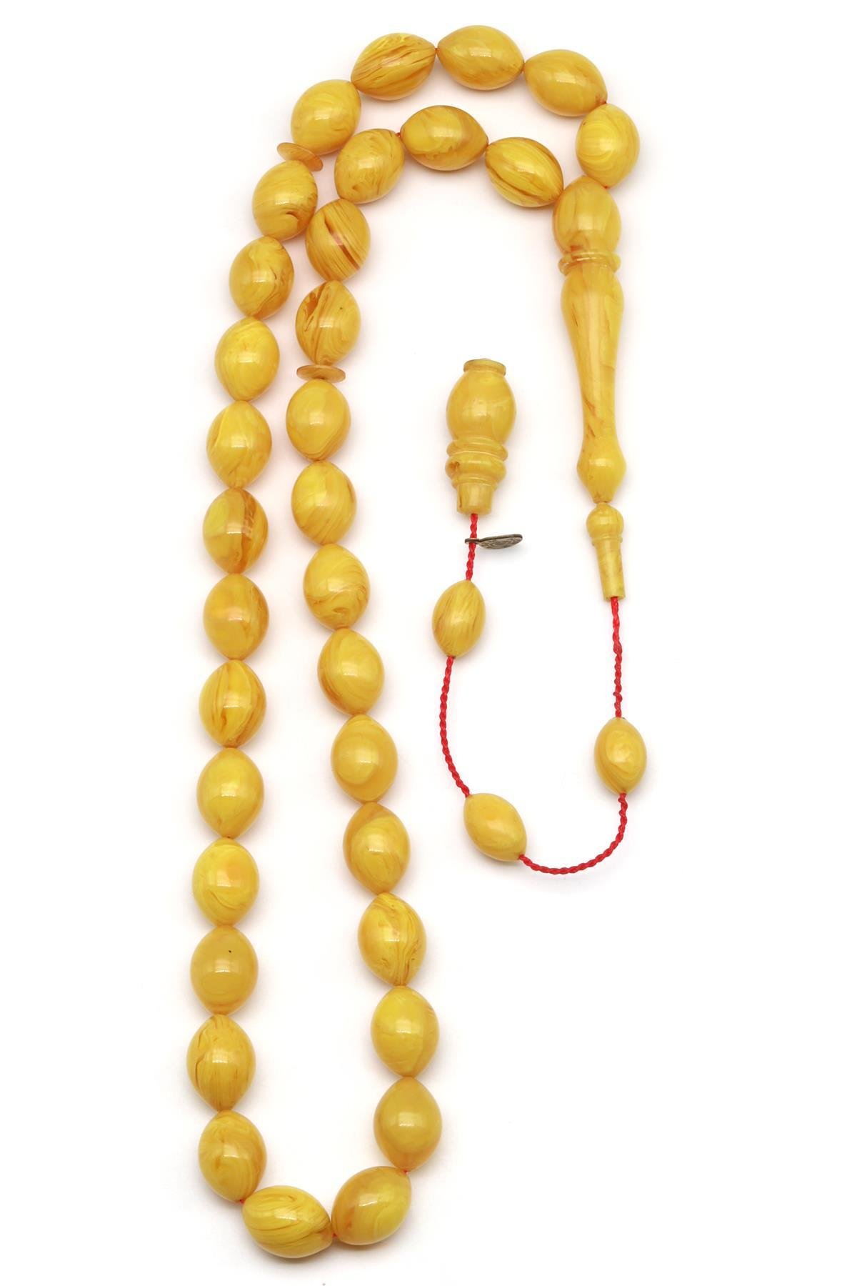 Usta İşçilikli Sarı Sıkma Tesbih 9 x 12 mm Arpa Kesim