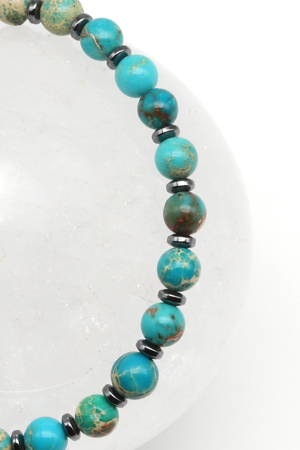 Varisit Doğal Taş Makrome Örme Bileklik Küre Kesim