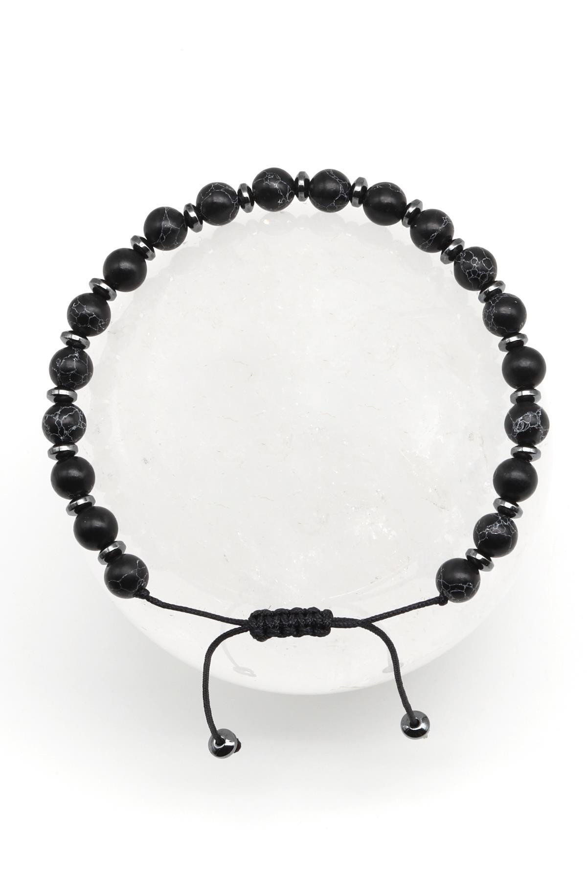 Varisit Doğal Taş Makrome Örme Bileklik Küre Kesim