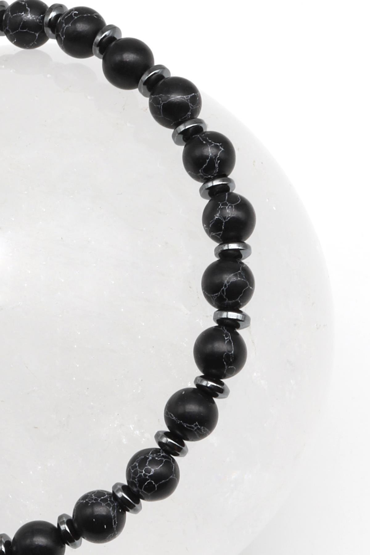 Varisit Doğal Taş Makrome Örme Bileklik Küre Kesim