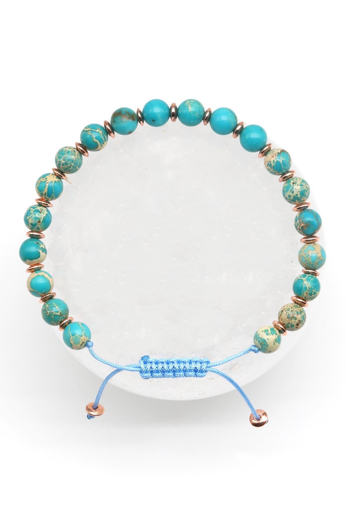 Varisit Doğal Taş Makrome Örme Bileklik Küre Kesim