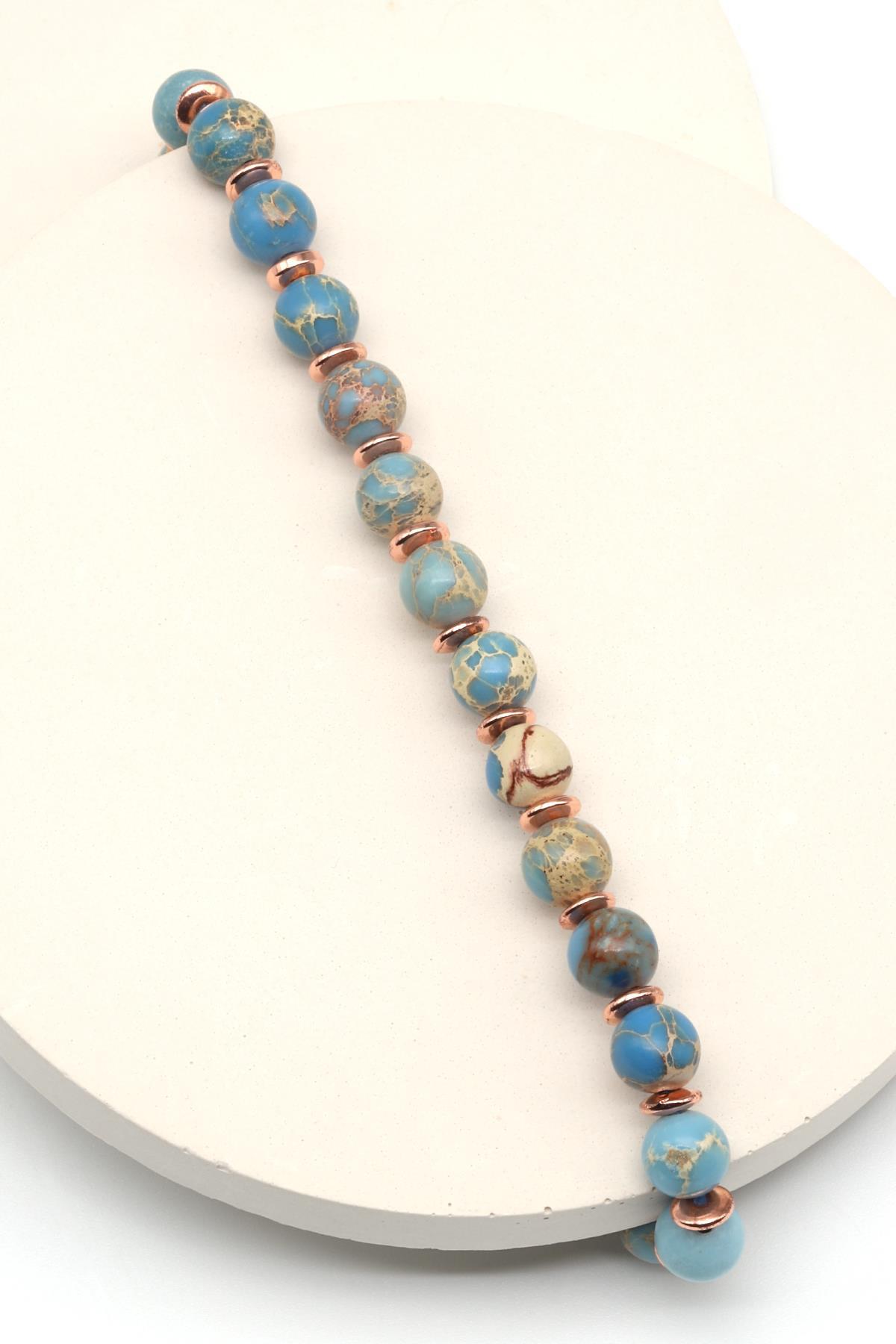 Varisit Doğal Taş Makrome Örme Bileklik Küre Kesim