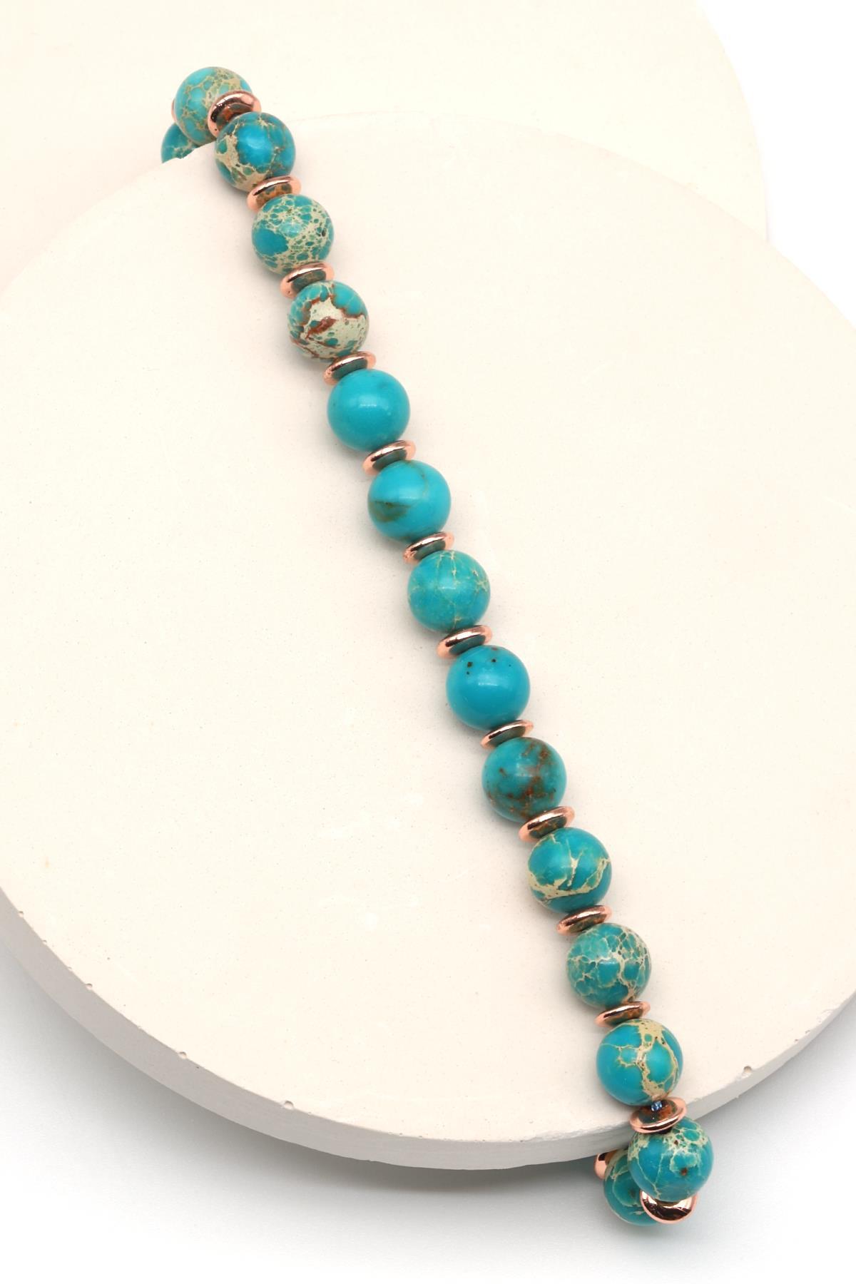 Varisit Doğal Taş Makrome Örme Bileklik Küre Kesim