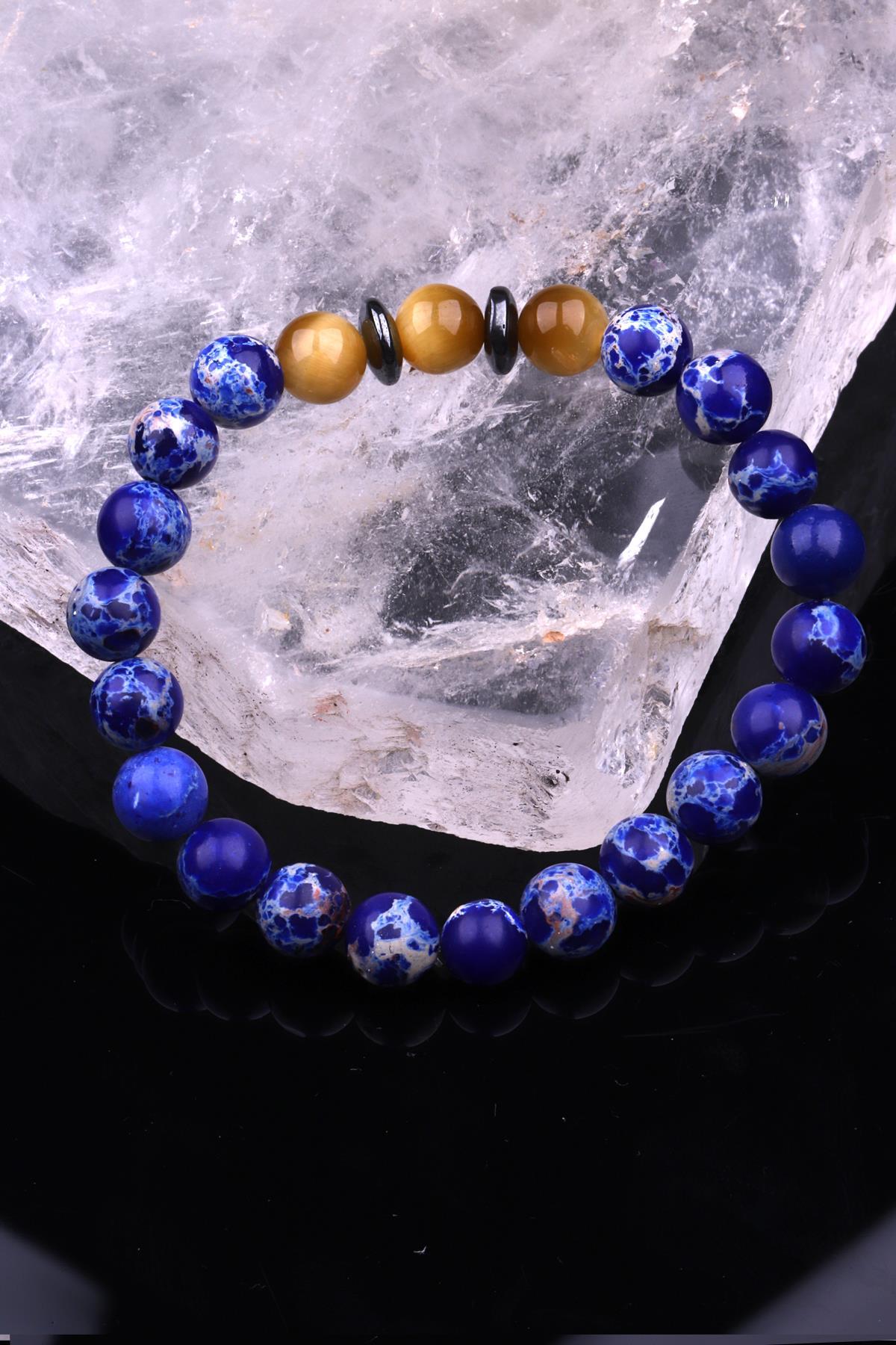 Varisit - Kaplan Gözü - Hematit Doğal Taş Tasarım Bileklik 