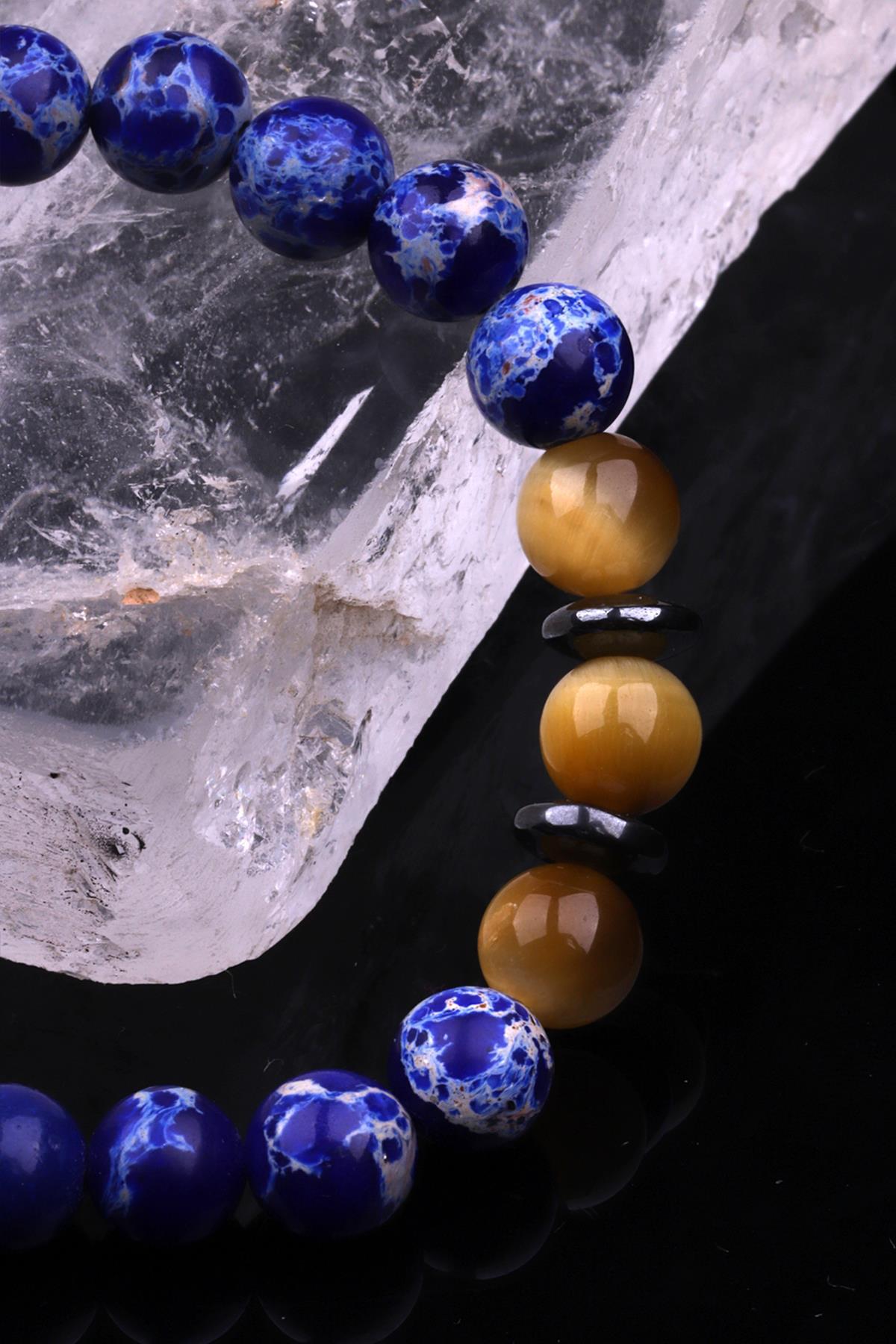 Varisit - Kaplan Gözü - Hematit Doğal Taş Tasarım Bileklik 